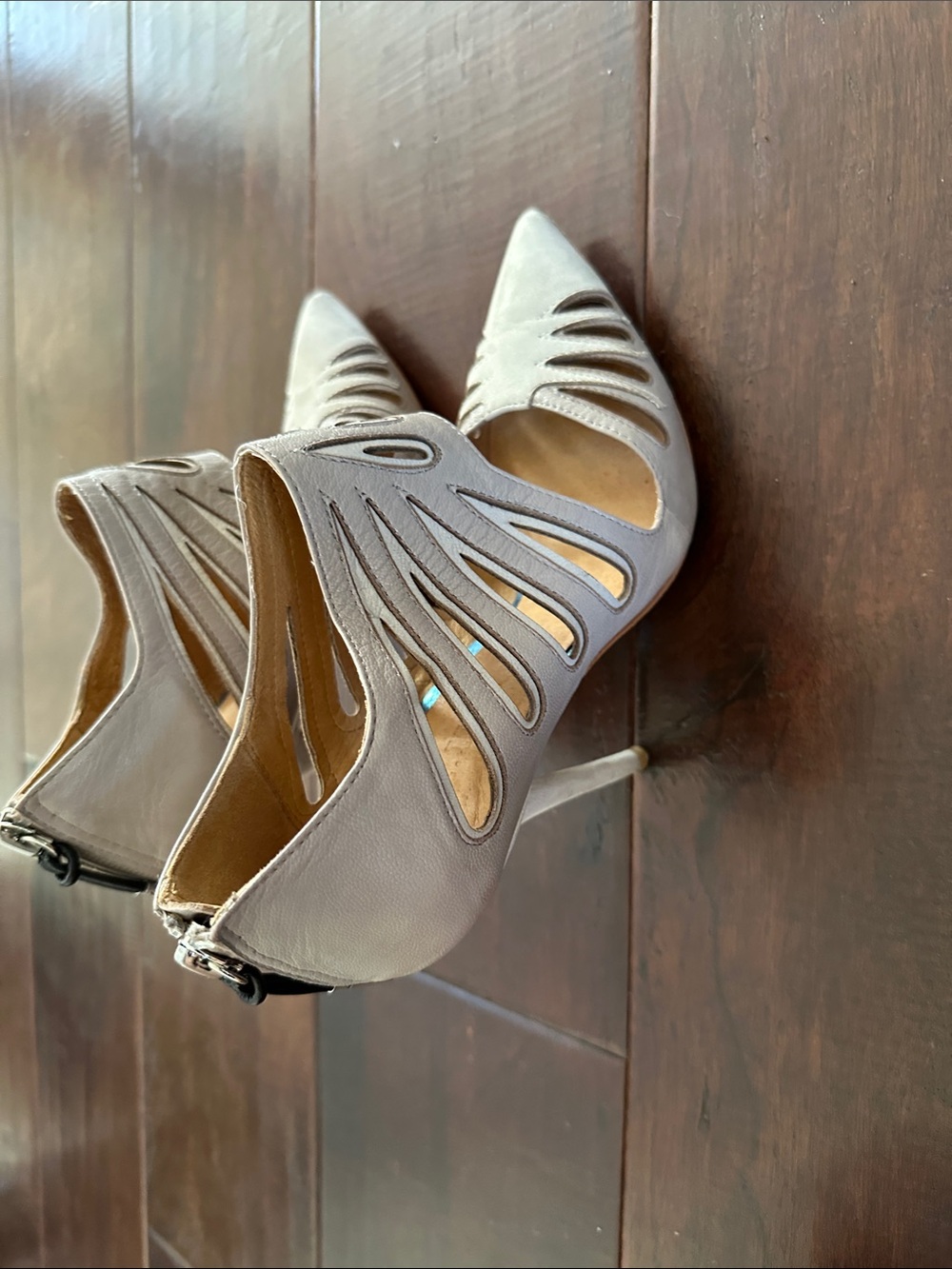 Higher End Brand L.A.M.B. By Gwen Stefani Grey Cutout Pointed Toe Stiletto Heels